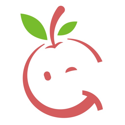 Stilisiertes Apfelsymbol mit grünem Blatt, das zwinkert und den Markennamen eatappie repräsentiert.